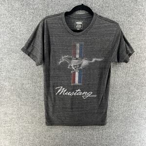 Ford Mustang Shirt Mens Medium Gray Short Sleeve Logo Cars Crew Neck